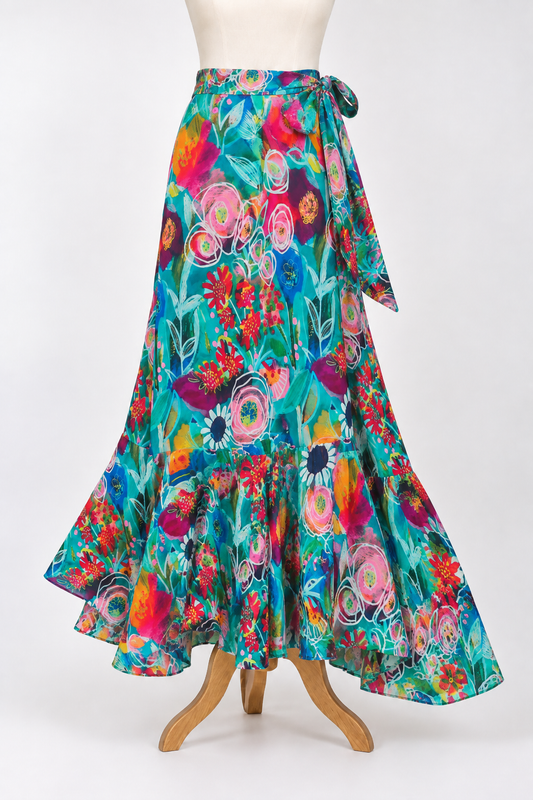 Floral Print 3-Way Multi-Wear Rayon Skirt