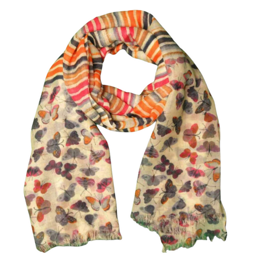 Abstract Print Merino Silk Designer Scarf