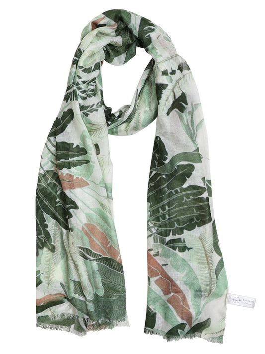 Tropical Canopy Modal Silk Scarf – Palm & Fern Botanical Print