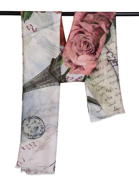 Eiffel Tower Print Modal Silk Designer Scarf