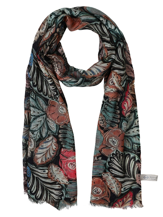 Floral Merino Silk Designer Scarf