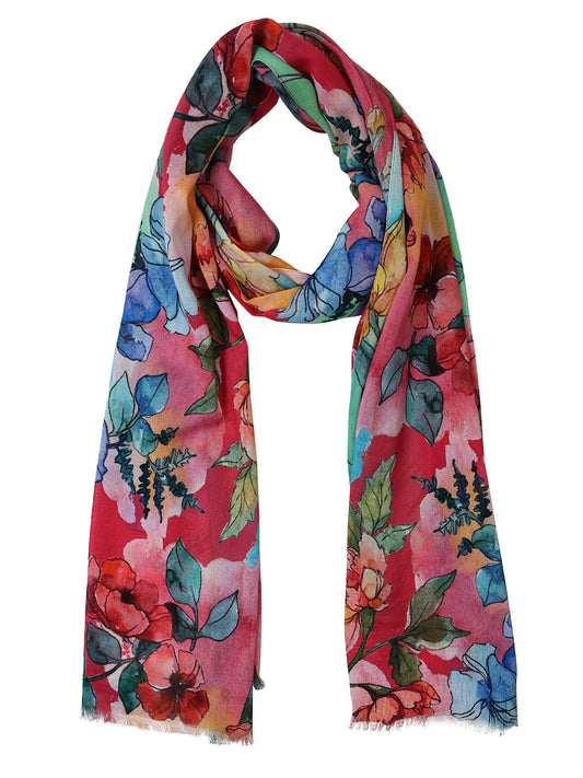 Watercolour Garden Bloom – Cotton Modal Summer Scarf