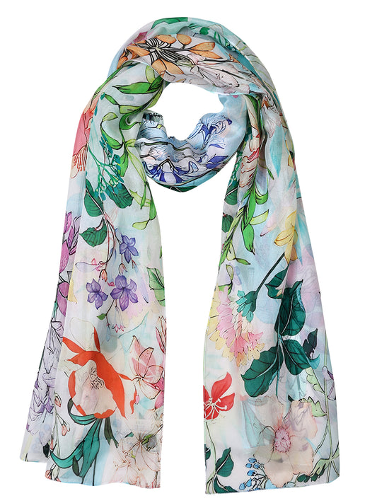 Floral Pure Silk Designer Scarf