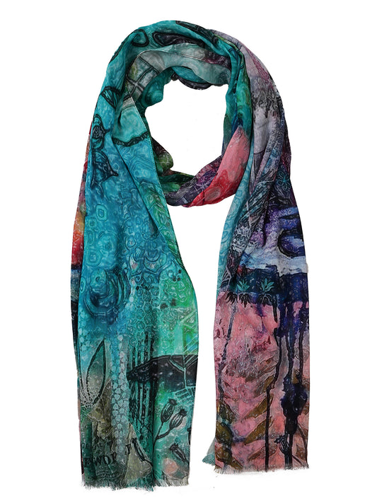 Dreamscape Collage – Cotton Modal Summer Scarf