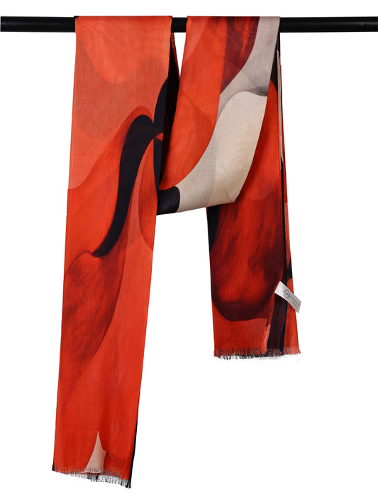 Floral Print Fine Merino Designer Scarf