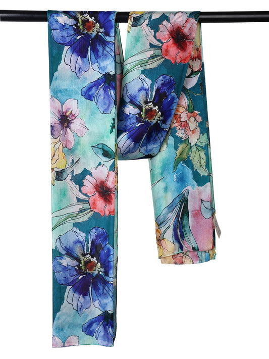Floral Pure Silk Designer Scarf