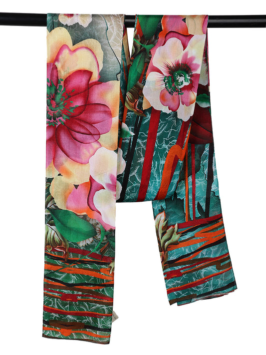 Floral Pure Silk Designer Scarf