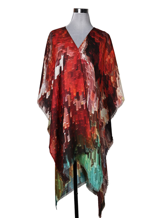 Abstract Merino Wool Travel Cape
