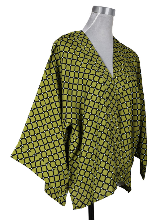 Sunlit Gridline Cotton Muslin Short Kimono