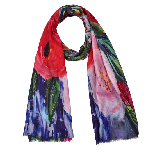 Blossom Brush Symphony – Merino Wool Winter Scarf
