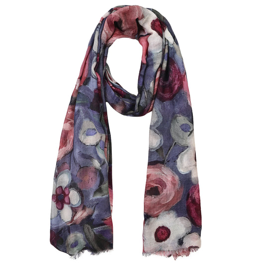 Moonlit Bloom Garden – Merino Wool Scarf