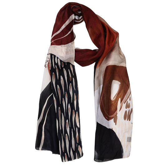 Terra Abstract Harmony – Pure Silk Summer Scarf