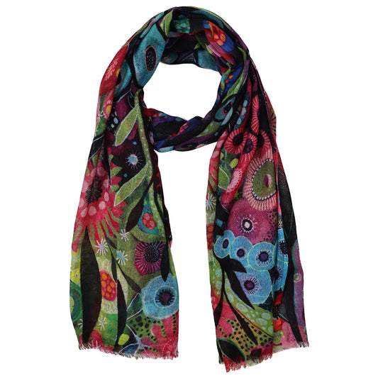 Electric Garden Reverie – Merino Wool Scarf