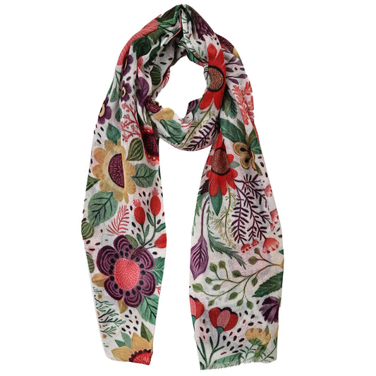 Folk Garden Bloom – Merino Wool Scarf