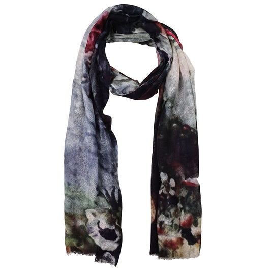 Midnight Rose Reverie – Merino Wool Winter Scarf