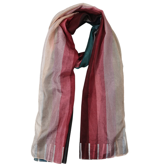 Sunset Spectrum Stripes – Pure Silk Gradient Scarf