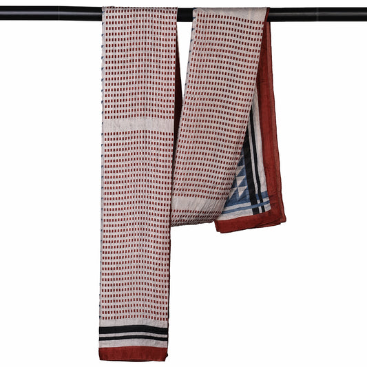 Heritage Geometry Stripe – Pure Silk Contemporary Border Scarf