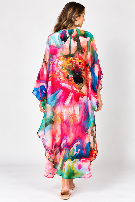 Kimono abstracto con abertura larga