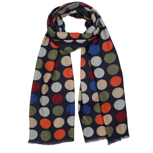 Geometrical Dots Print Fine Merino Silk Designer Scarf
