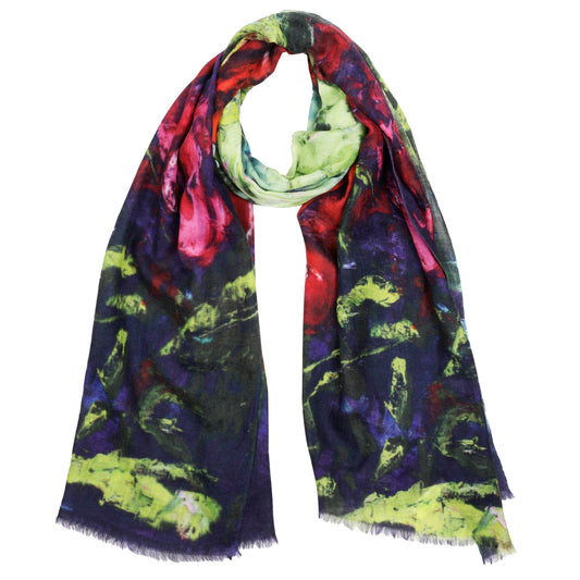 Floral Print Fine Merino Designer Scarf