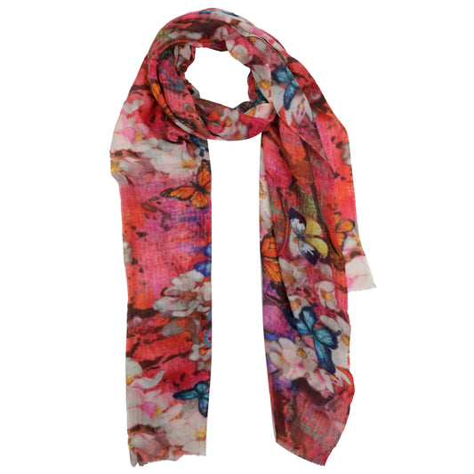 Floral Print Pure Silk Designer Scarf