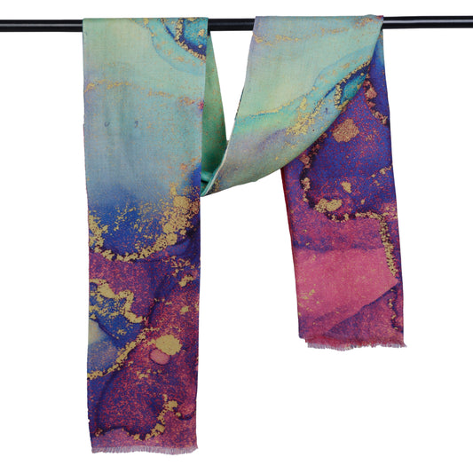 Abstract Print Merino Silk Designer Scarf