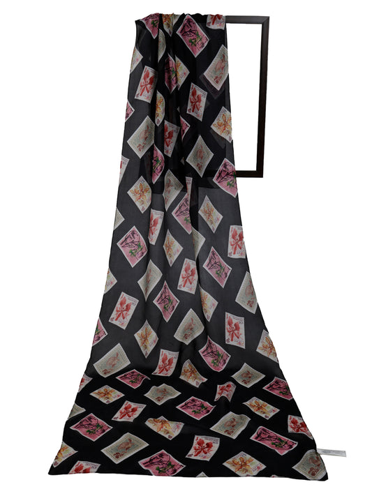 Abstract Print Pure Silk Designer Scarf