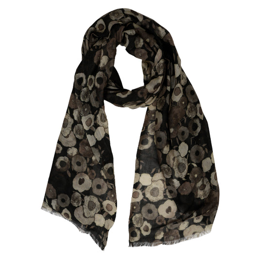 Floral Print Merino Silk Designer Scarf