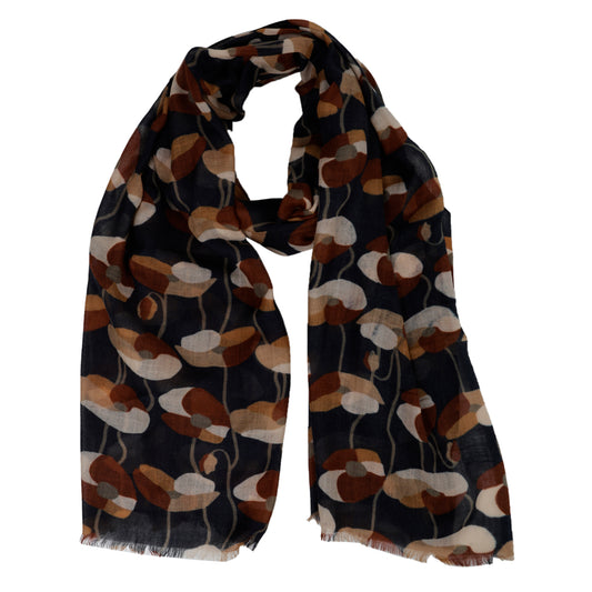 Lotus Leaves Print Merino Silk Designer Scarf