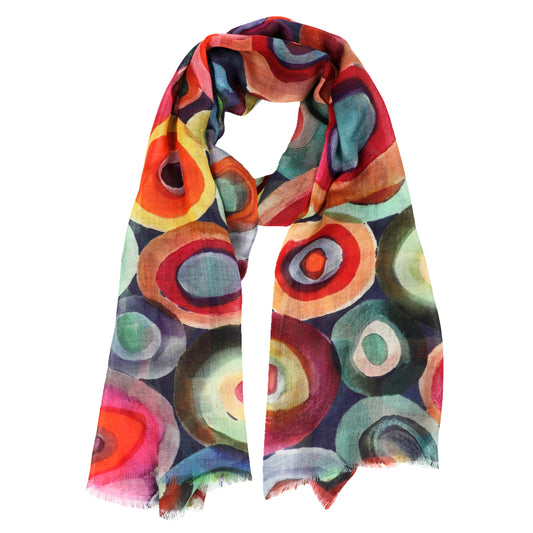 Concentric Circle print Merino Silk Designer Scarf