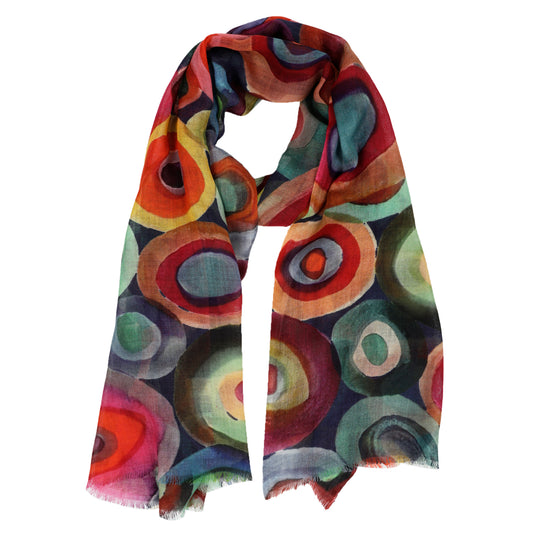 Concentric Circle print Merino Silk Designer Scarf