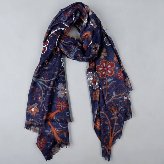 Merino Wool Designer Embroidered Scarf