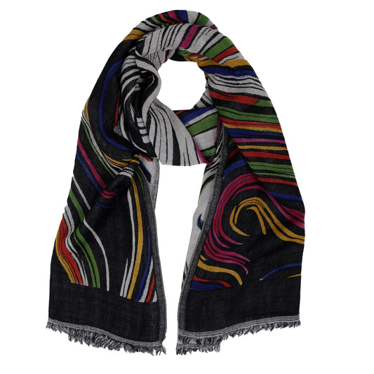 Hand Painted Abstract Merino Texture Scarf
