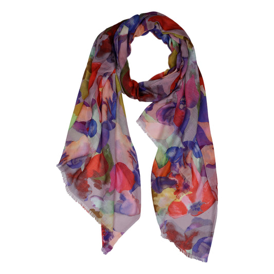 Vivid Fantasy Floral Scarf – Modal Silk Designer Wrap | Multicolor Abstract Botanical Print