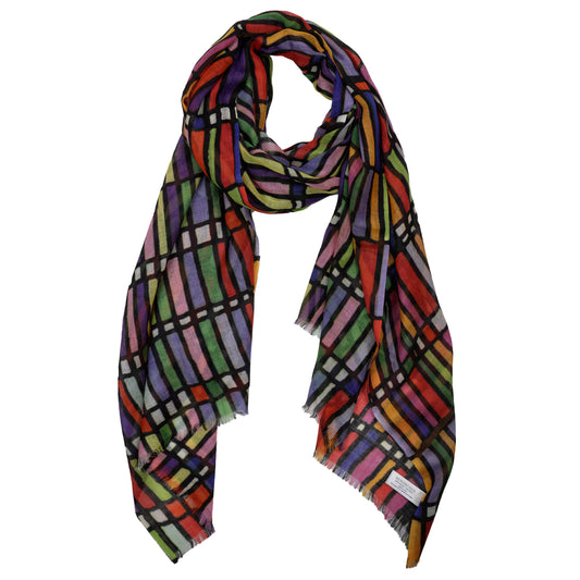 Geometrical Stripes Print Merino Silk Designer Scarf