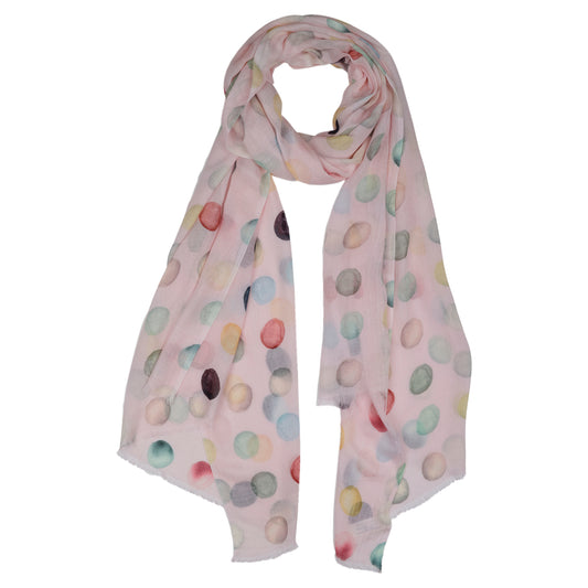 Pastel Polka Dreams Scarf – Modal Silk Wrap | Multicolor Dot Print