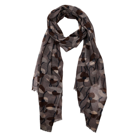 Lotus Leaves Print Merino Silk Designer Scarf