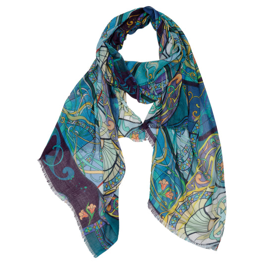 Stain Glass Architectural Modal Silk Designer Scarf
