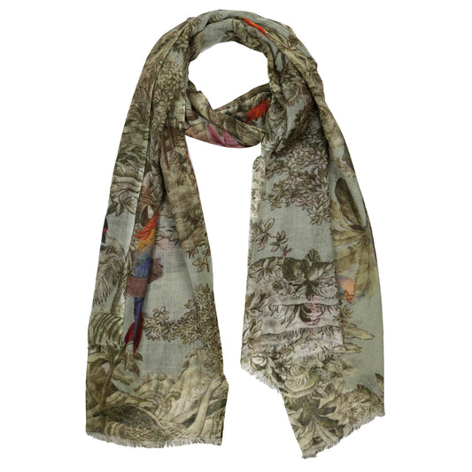Macaw Print Fine Merino Designer Scarf