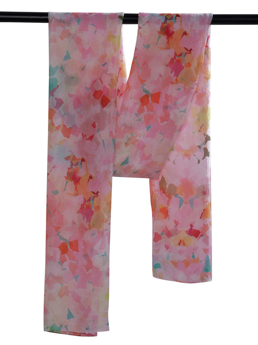 Confetti Dream Scarf – Pure Silk | Abstract Pastel Mosaic Print