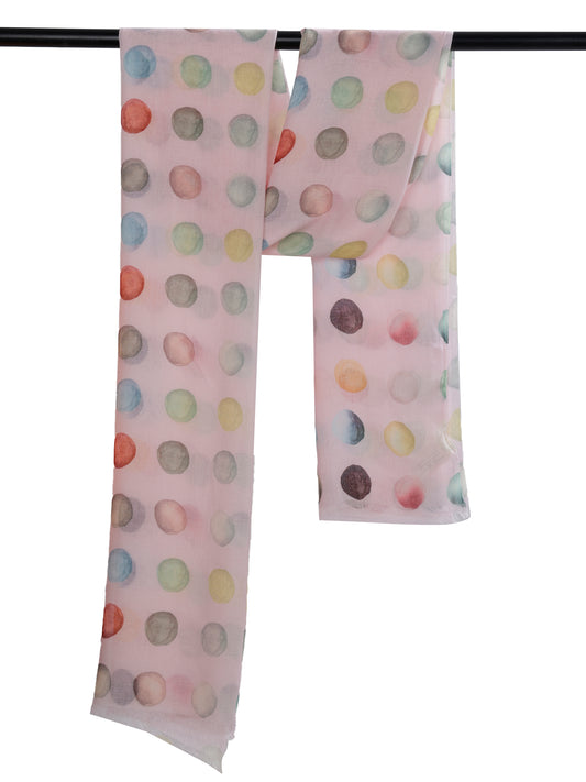 Pastel Polka Dreams Scarf – Modal Silk Wrap | Multicolor Dot Print