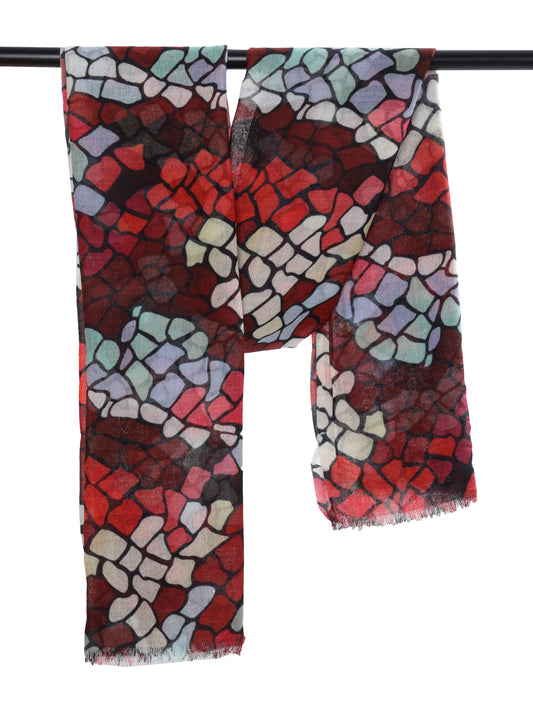 Abstract Merino Silk Designer Scarf