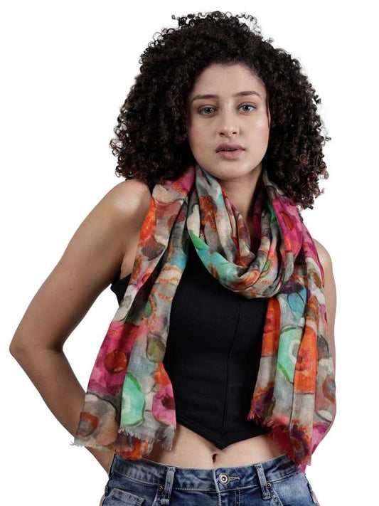 Bufanda de diseño de seda merino con diseño floral