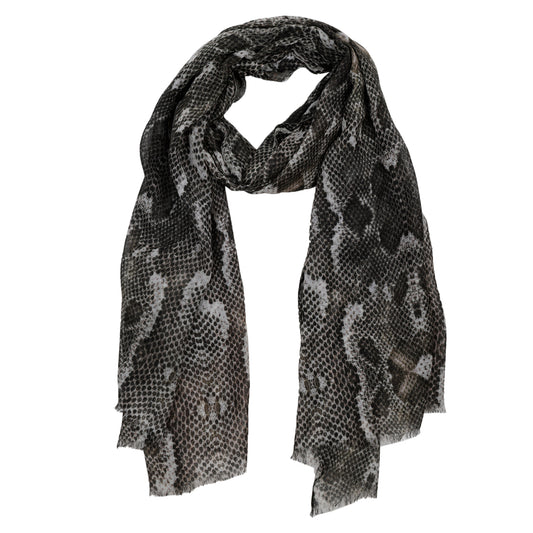 Snake Skin Print Merino Silk Designer Scarf