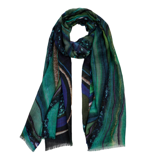 Rock Cut Texture Print Merino Silk Designer Scarf