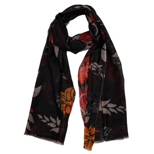 Floral Print Merino Silk Designer Scarf