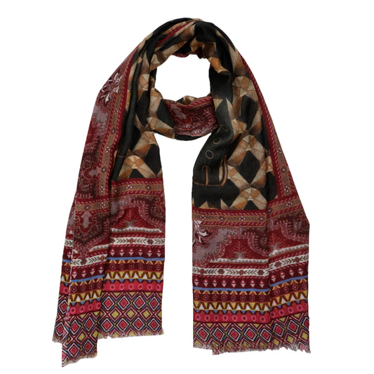 Carpet Texture Print Merino Silk Designer Scarf