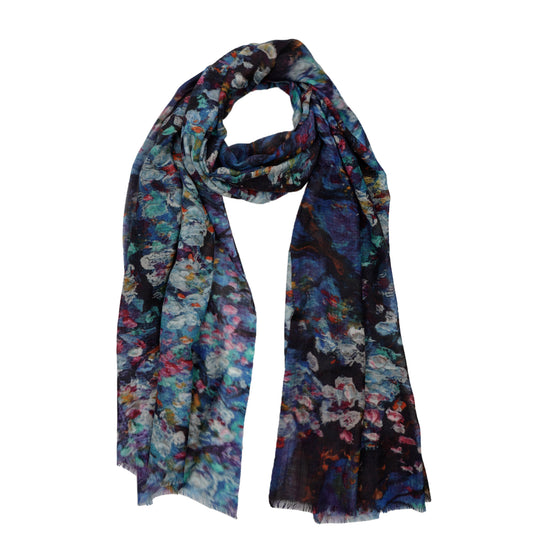 Floral Cherry Blossom Oil Painting print Merino Silk Designer Scarf