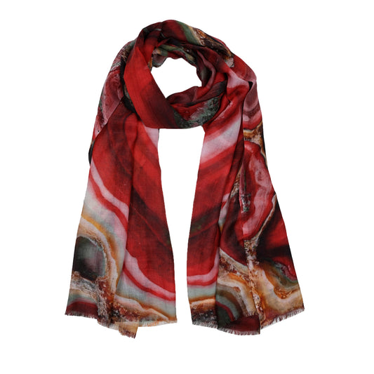Rock Cut Texture Print Fine Merino Designer Scarf