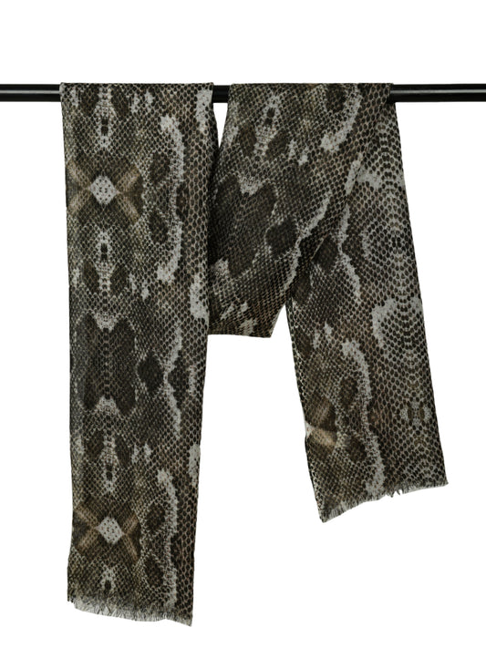 Snake Skin Print Merino Silk Designer Scarf
